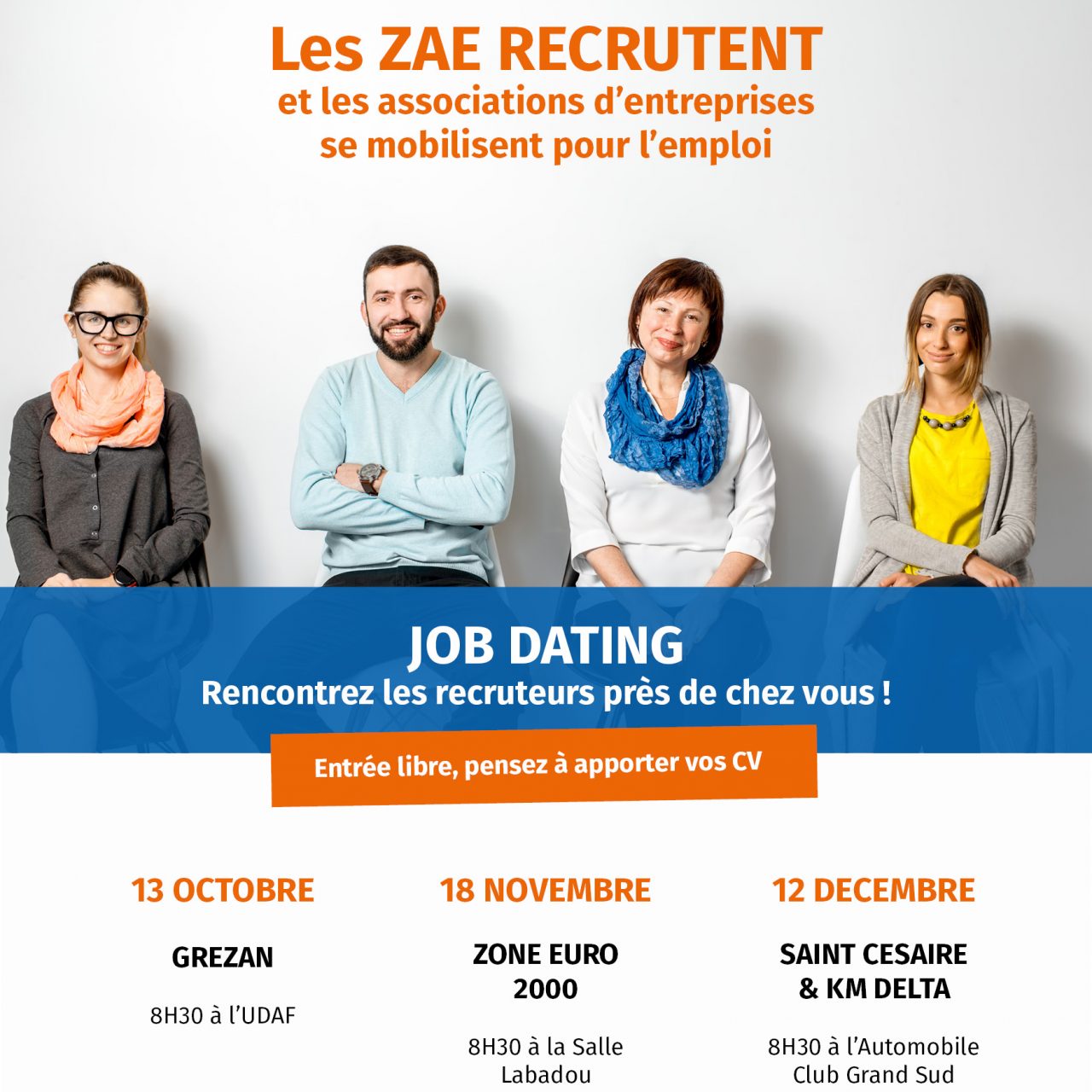 Cizan Affiche operation Les ZAE recrutent Cycle Job dating ZAE Nimes metropole 2022