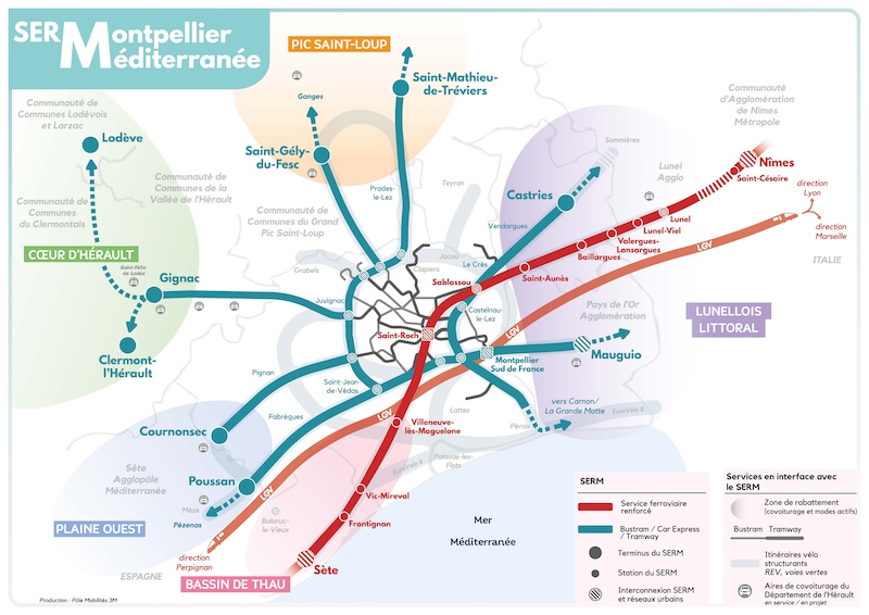 Carte du projet de SERM Montpellier Méditerranée