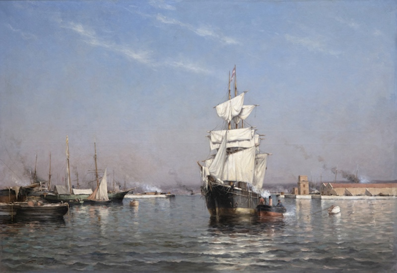 Victor Coste (1844 1923), Le bassin de la gare maritime et la passe de l’Abattoir en 1880, 1898, Huile sur toile 121 x 172 cm