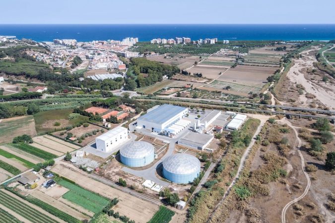 (Blanes, Catalonia August 07, 2017) Desalination plant in view of drone